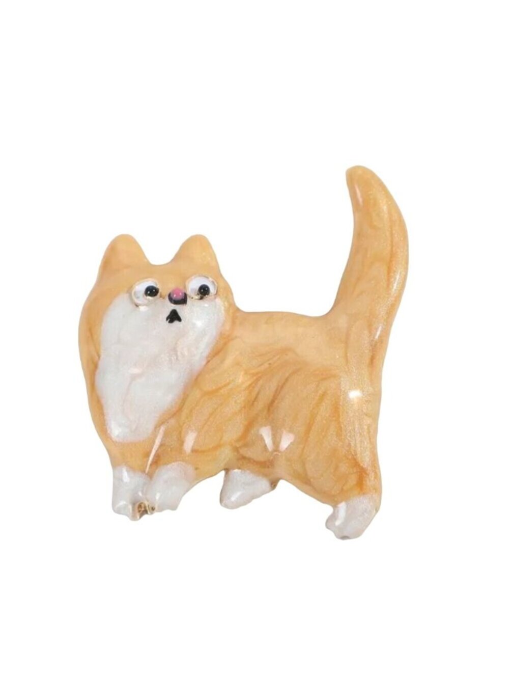 Enamel Ginger Cat Brooch